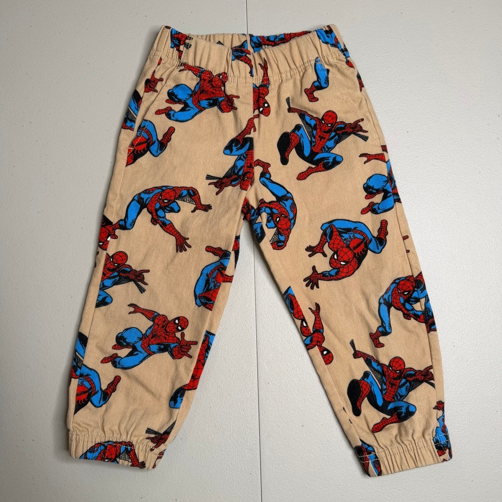 Marvel Spider-Man Kids 3T Joggers Tan All Over Print Pants